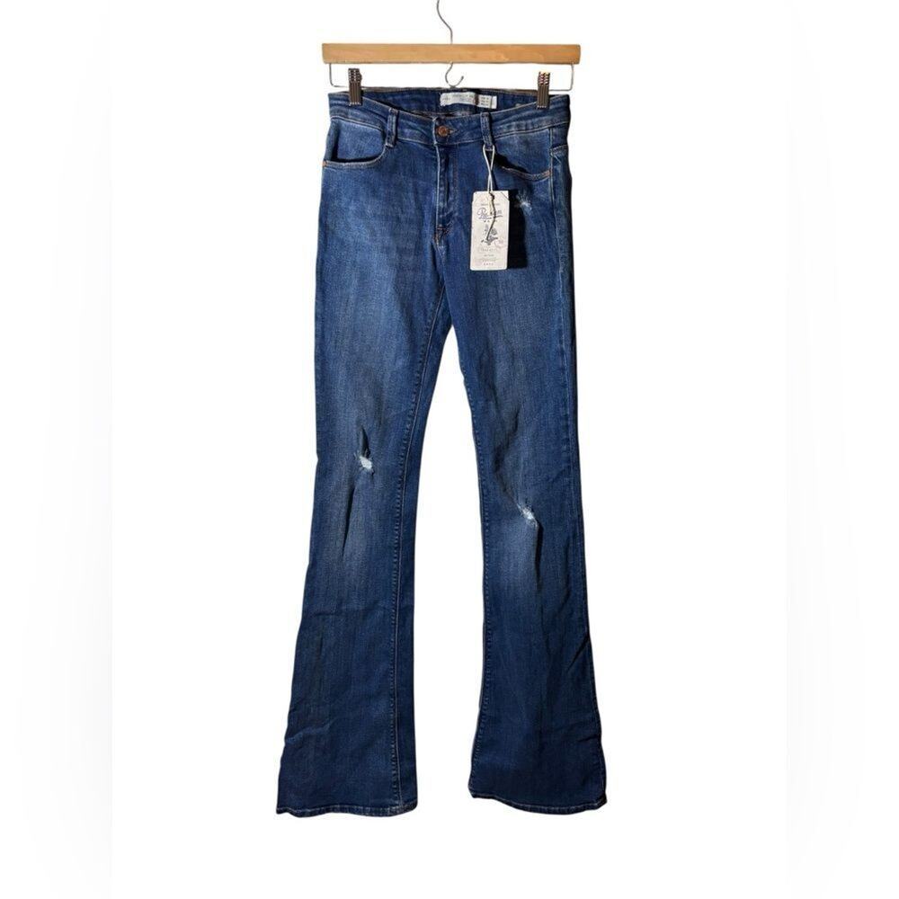 NEW ZARA | skinny flare denim blue jeans 6 Trafaluc collection 38